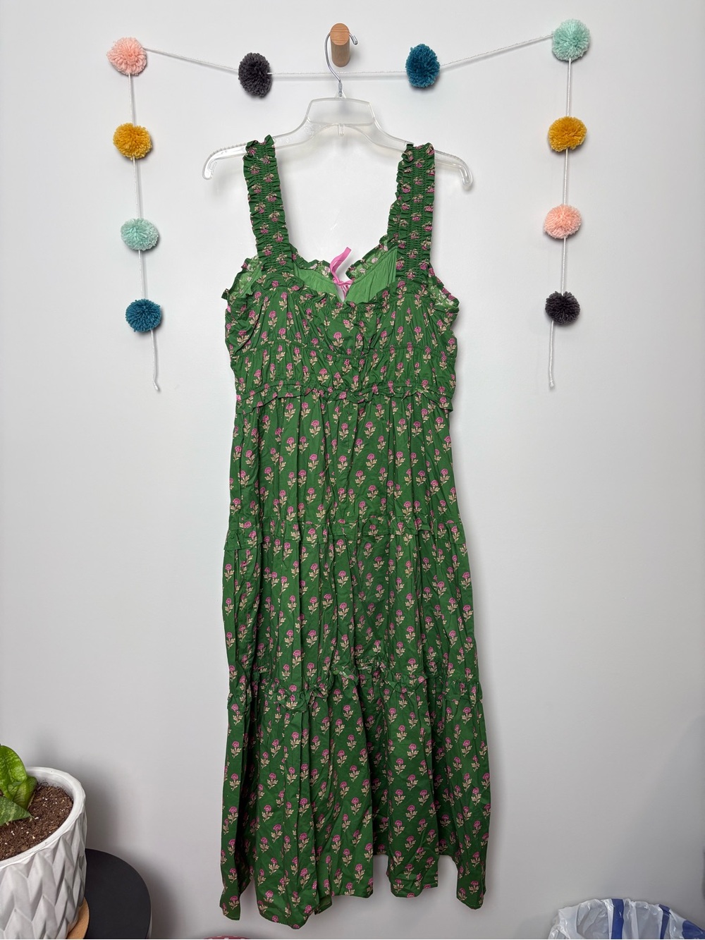 Entro The Francie Green and Pink Floral Mid Dress - Picture 6 of 6